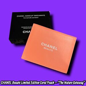 Like New CHANEL Beauté Limited Edition Coral Pouch – “The Nature Getaway”